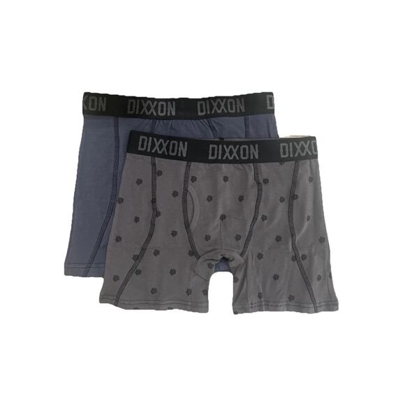 NIB Dixxon Cotton Stretch Boxer Briefs 2-Pack Gray solid and DF print – Size M - Picture 2 of 7